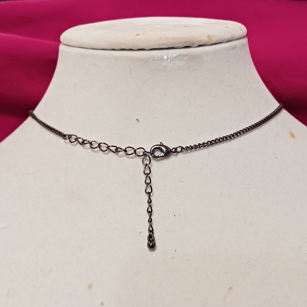 Handmade Gun Metal Rhinestone Fringe Statement Choker Fashion Necklace - Picture 6 of 8